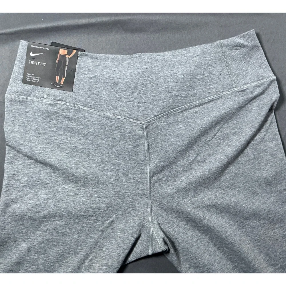 Nike Dri-FIT Gray Orange Swoosh Cropped Leggings Womens XL New With Tags